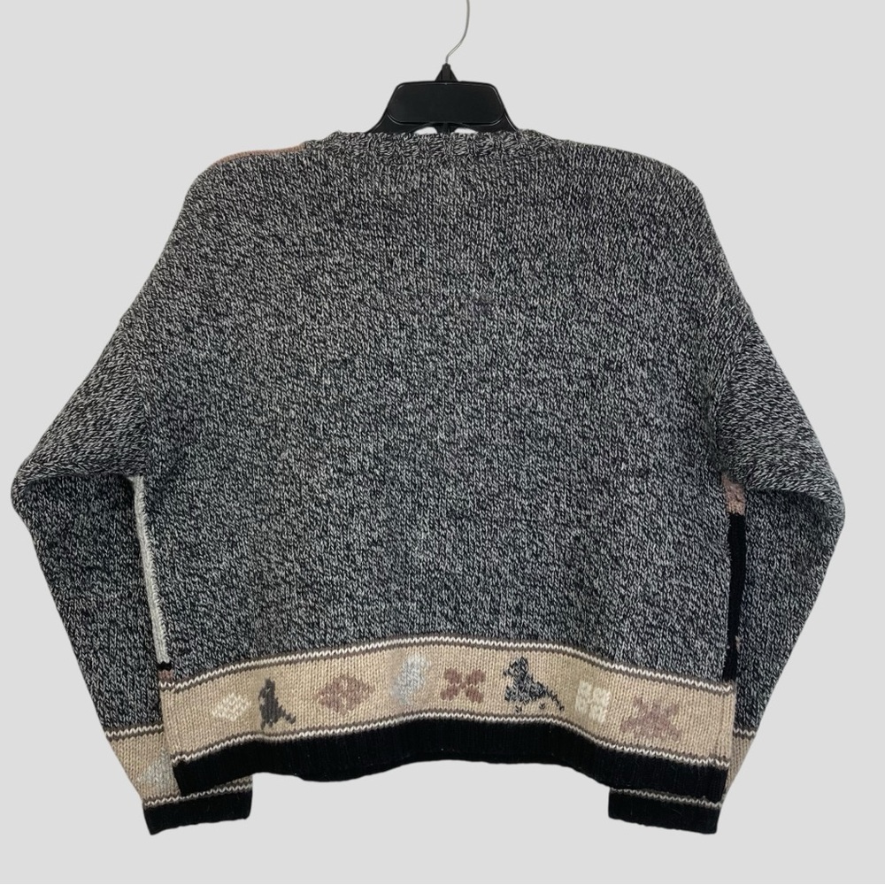 Vintage Eddie Bauer Patchwork Cable Crochet Knit Sweater Cozy Nordic Design Sz.L - Picture 9 of 12